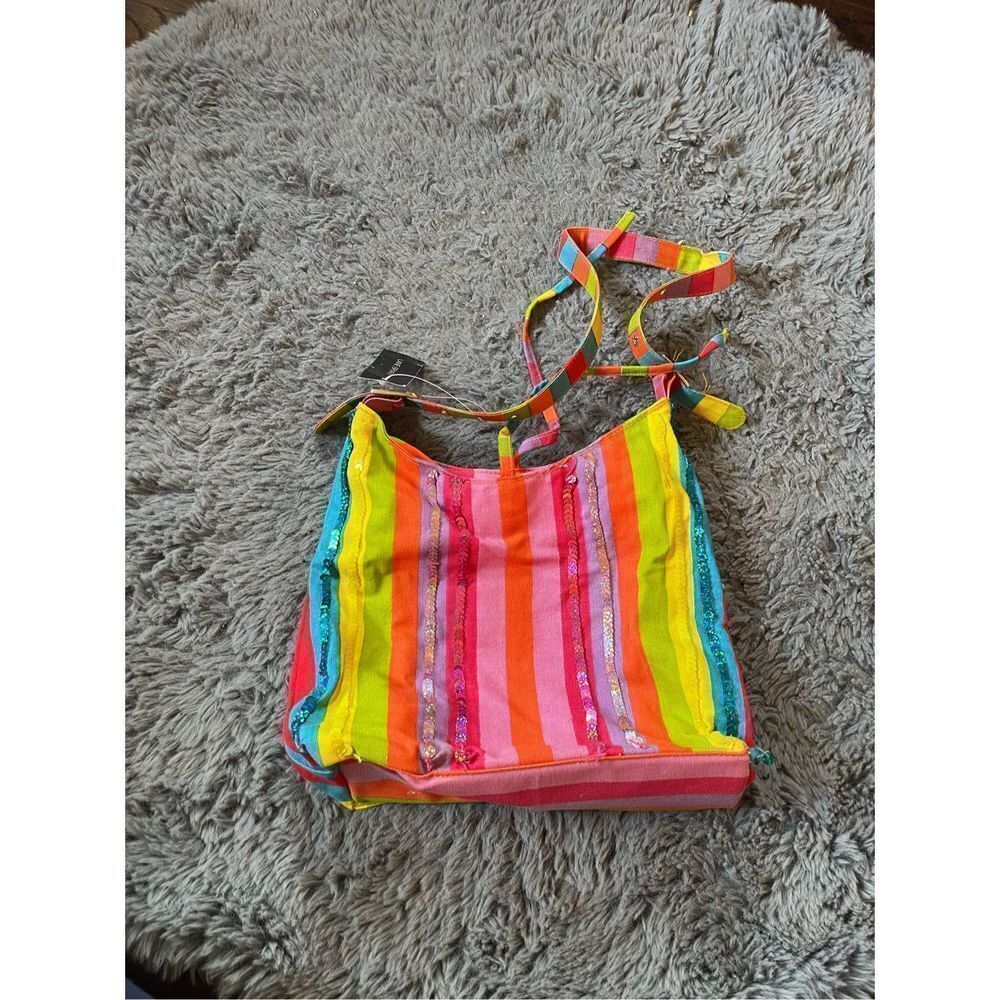 Nwt rainbow sequin detail canvas bag Y2k‎